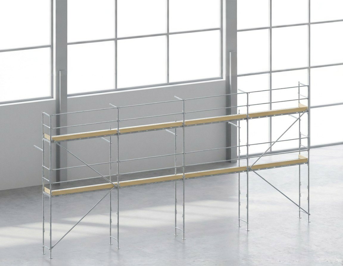 121 m² CETRAC SPEED als Dachfanggerüst mit Holzböden